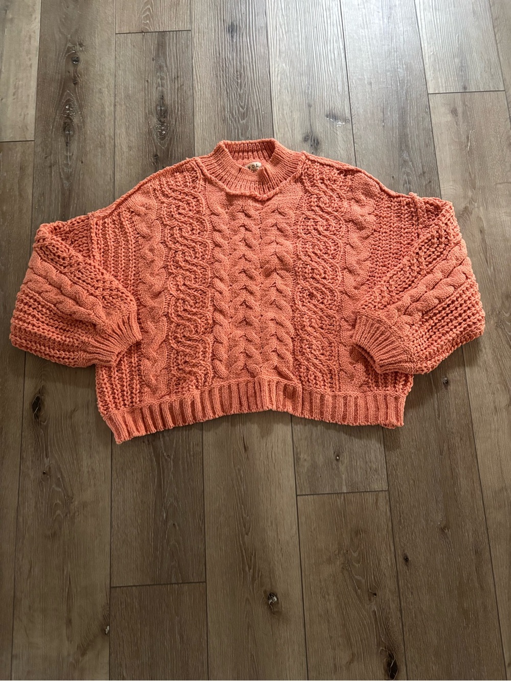 POL Mock Neck Cable Knit Sweater